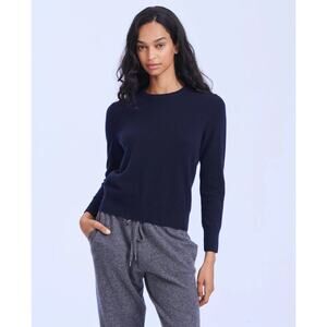 NEW! NAADAM S.Pellegrino Size Small Basic Crew Navy Sweater $295 msrp J7-18